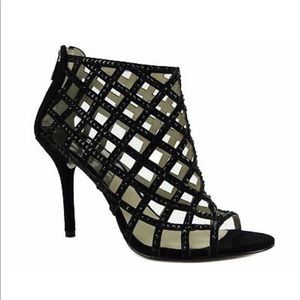 Yvonne Bootie  Black Suede. Rhinestone Embellished